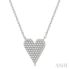 1/4 ctw Heart Charm Round Cut Diamond Fashion Pendant in 10K White Gold