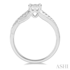 1/3 ctw Circular Mount Slanting Round Cut Diamond Lovebright Engagement Ring in 14K White Gold