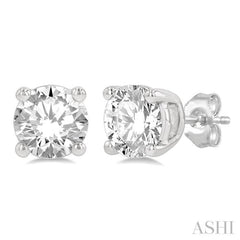 1 Ctw Round Cut Diamond Stud Earring in 14K White Gold