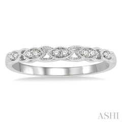 1/10 ctw Marquise Shape Lattice Round Cut Diamond Wedding Band in 14K White Gold