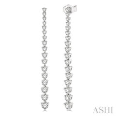 1 1/2 Ctw Round Cut Diamond Riviera Drop Earring in 14K White Gold