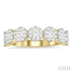 1 Ctw Jointed Circular Mount Lovebright Diamond Cluster Ring in 14K Yellow and White Gold