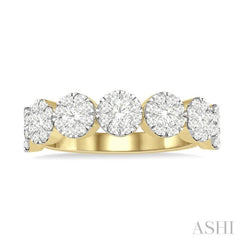 3/4 Ctw Jointed Circular Mount Lovebright Diamond Cluster Ring in 14K Yellow and White Gold