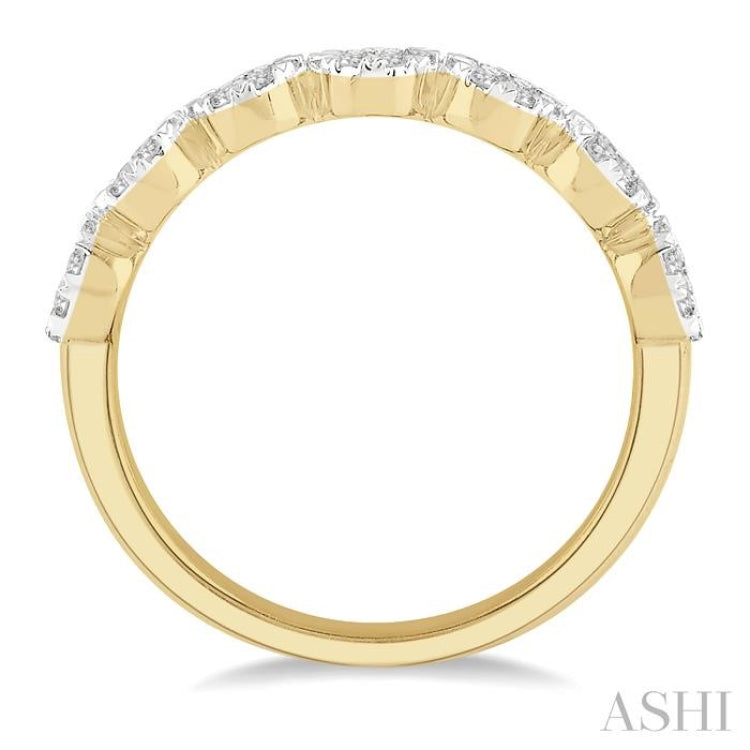 1/2 Ctw Jointed Circular Mount Lovebright round Cut Diamond Ring in 14K Yellow and White Gold