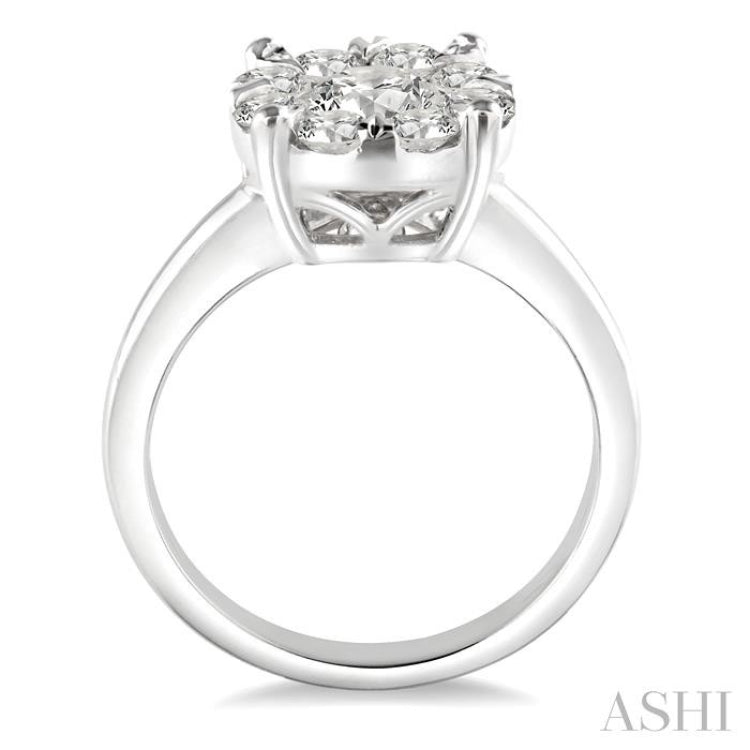 1 1/2 Ctw Lovebright Round Cut Diamond Ring in 14K White Gold