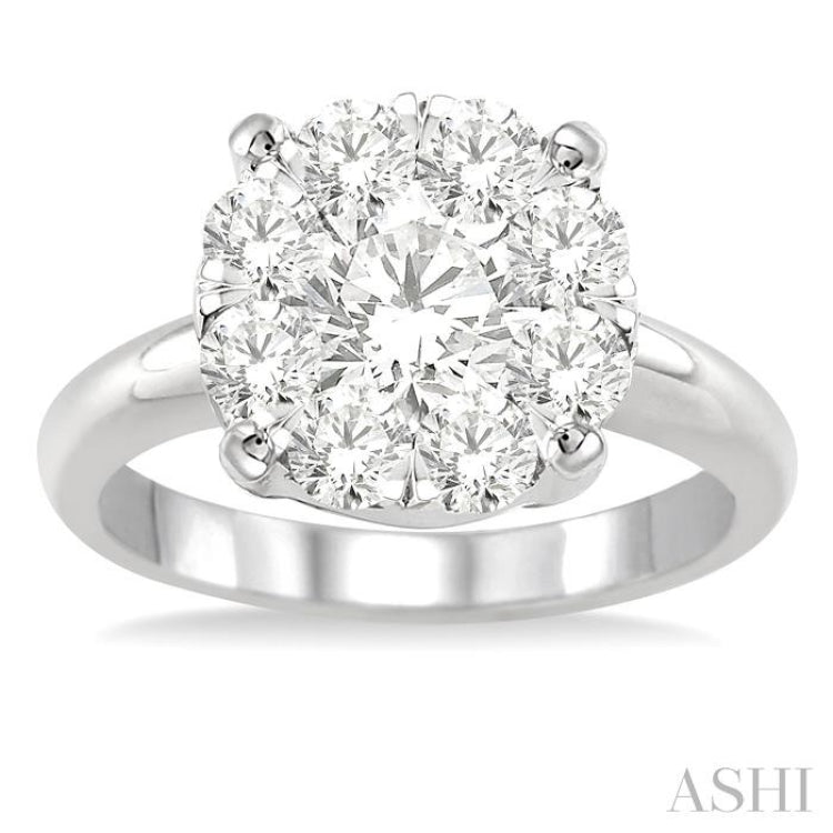 2 Ctw Lovebright Round Cut Diamond Ring in 14K White Gold