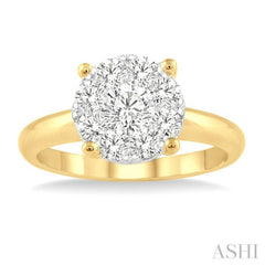 1 Ctw Lovebright Round Cut Diamond Ring in 14K Yellow and White Gold