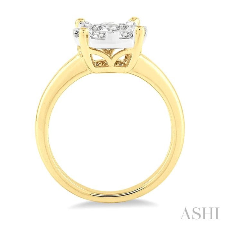 1 Ctw Lovebright Round Cut Diamond Ring in 14K Yellow and White Gold