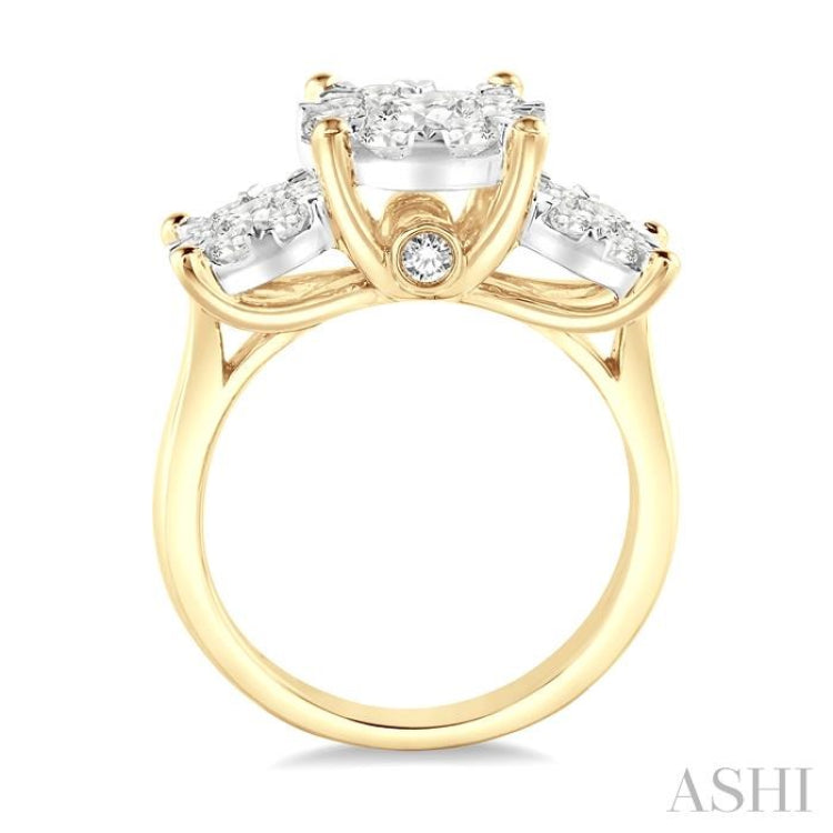 1 1/2 Ctw Lovebright Round Cut Diamond Ring in 14K Yellow and White Gold