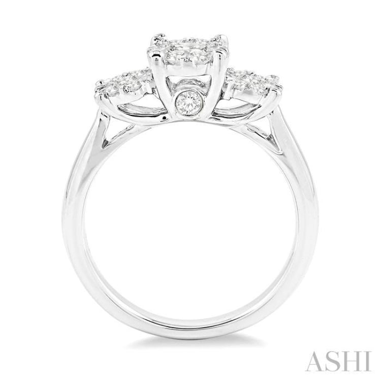 3/4 Ctw Lovebright Round Cut Diamond Ring in 14K White Gold