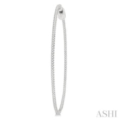 1 ctw Inside-Out Round Cut Diamond 2-Inch Hoop Earrings in 14K White Gold