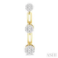 3/4 Ctw Lovebright Round Cut Diamond Paperclip Link Earrings in 14K Yellow and White Gold