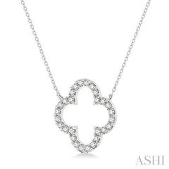 1/2 ctw Clover Round Cut Diamond Pendant in 14K White Gold