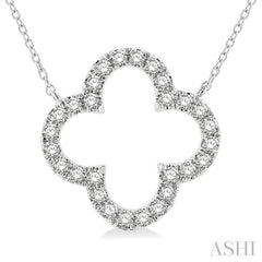 1/2 ctw Clover Round Cut Diamond Pendant in 14K White Gold