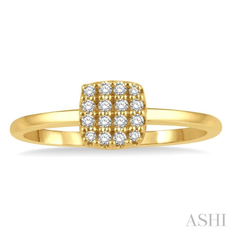 1/8 Ctw Cushion Shape Round Cut Diamond Petite Fashion Ring in 10K Yellow Gold