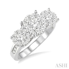 1 1/2 Ctw Lovebright Round Cut Diamond Ring in 14K White Gold