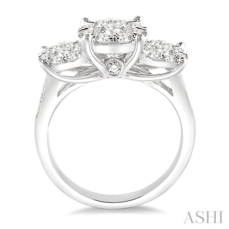 1 1/2 Ctw Lovebright Round Cut Diamond Ring in 14K White Gold