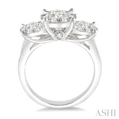 1 1/2 Ctw Lovebright Round Cut Diamond Ring in 14K White Gold