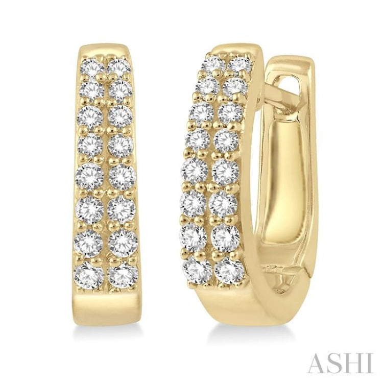 1/3 Ctw Round Cut Diamond Petite Huggie Earrings in 14K Yellow Gold