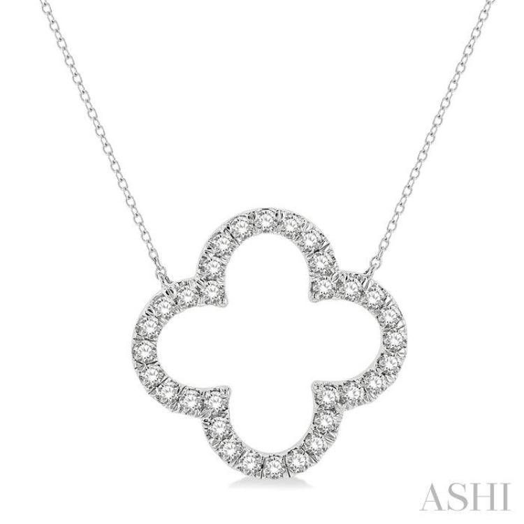 1 ctw Clover Round Cut Diamond Pendant in 14K White Gold