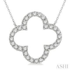 1 ctw Clover Round Cut Diamond Pendant in 14K White Gold