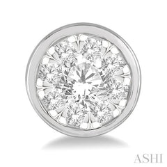 1/2 Ctw Medallion Lovebright Round Cut Diamond Bezel Stud Earring in 14K White Gold