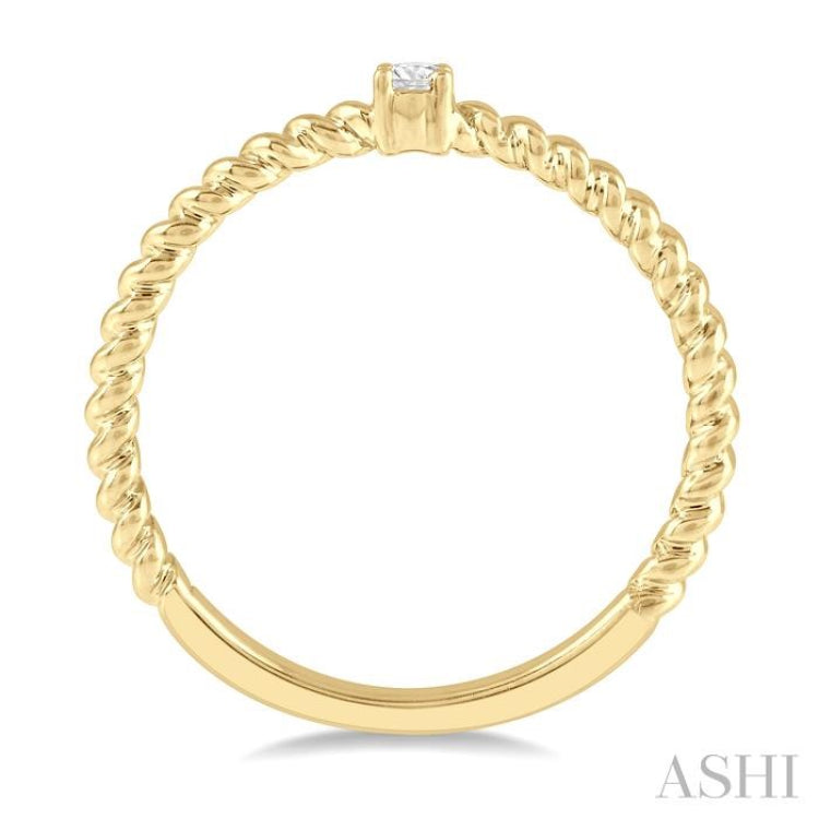 1/20 Ctw Rope Shank Round Cut Diamond Petite Promise Ring in 10K Yellow Gold