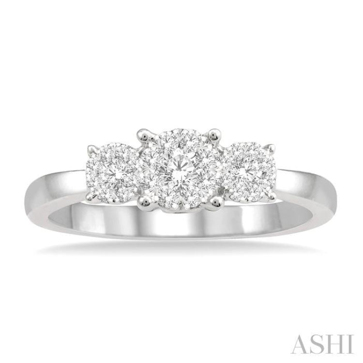 1/3 Ctw Lovebright Round Cut Diamond Ring in 14K White Gold