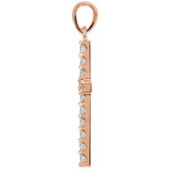 14K Rose 1/2 CTW Lab-Grown Diamond Cross Pendant
