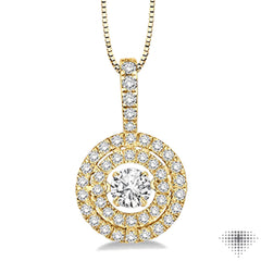 1/2 Ctw Diamond Emotion Pendant in 14K Yellow Gold with Chain