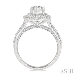 3/4 ctw Marquise Shape Split Shank Round Cut Diamond Semi-Mount Engagement Ring in 14K White Gold