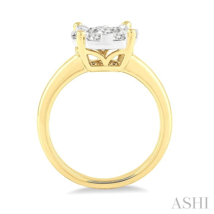 3/4 Ctw Lovebright Round Cut Diamond Ring in 14K Yellow and White Gold