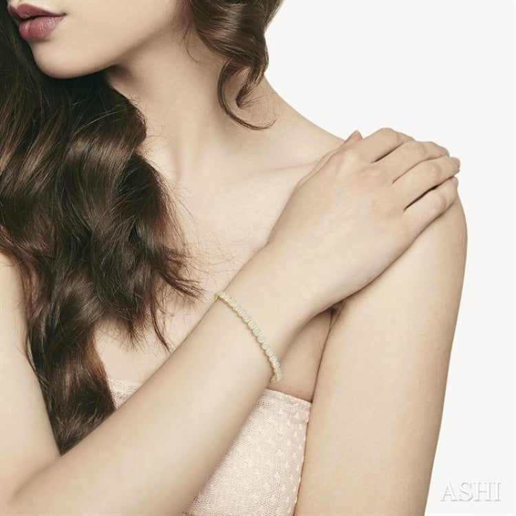 3 Ctw Lovebright Round Cut Diamond Bracelet in 14K Yellow and White Gold