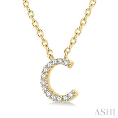1/20 ctw Initial 'C' Round Cut Diamond Pendant With Chain in 14K Yellow Gold