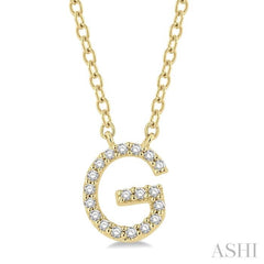 1/20 ctw Initial 'G' Round Cut Diamond Pendant With Chain in 14K Yellow Gold