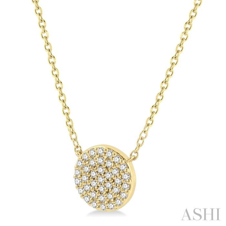 1/6 Ctw Disc Round Cut Diamond Pendant in 10K Yellow Gold