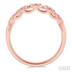 1/10 Ctw Marquise Shape Lattice Round Cut Diamond Wedding Band in 14K Rose Gold