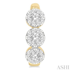3/8 Ctw Lovebright Round Cut Diamond Half Hoop Earring in 14K Yellow and White Gold