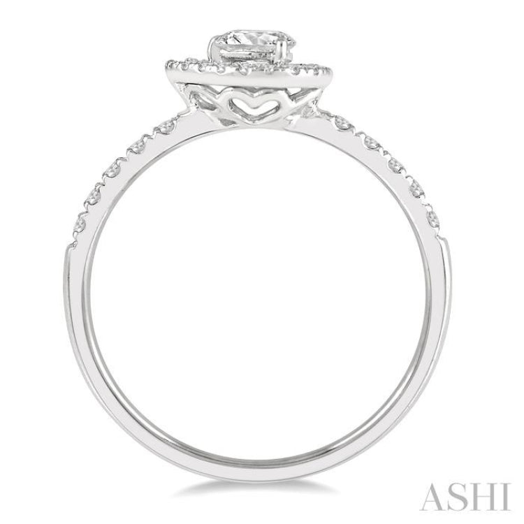 1/4 Ctw Round and Pear Cut Diamond Petite Fashion Ring in 14K White Gold