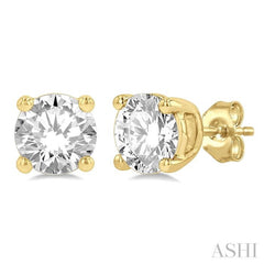 1 Ctw Round Cut Diamond Stud Earrings in 14K Yellow Gold