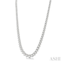 15 Ctw Riviera Round Cut Diamond Necklace in 14K White Gold