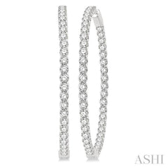 10 ctw Inside-Out Round Cut Diamond 2-Inch Hoop Earrings in 14K White Gold