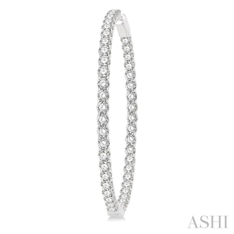 10 ctw Inside-Out Round Cut Diamond 2-Inch Hoop Earrings in 14K White Gold