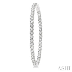 10 ctw Inside-Out Round Cut Diamond 2-Inch Hoop Earrings in 14K White Gold