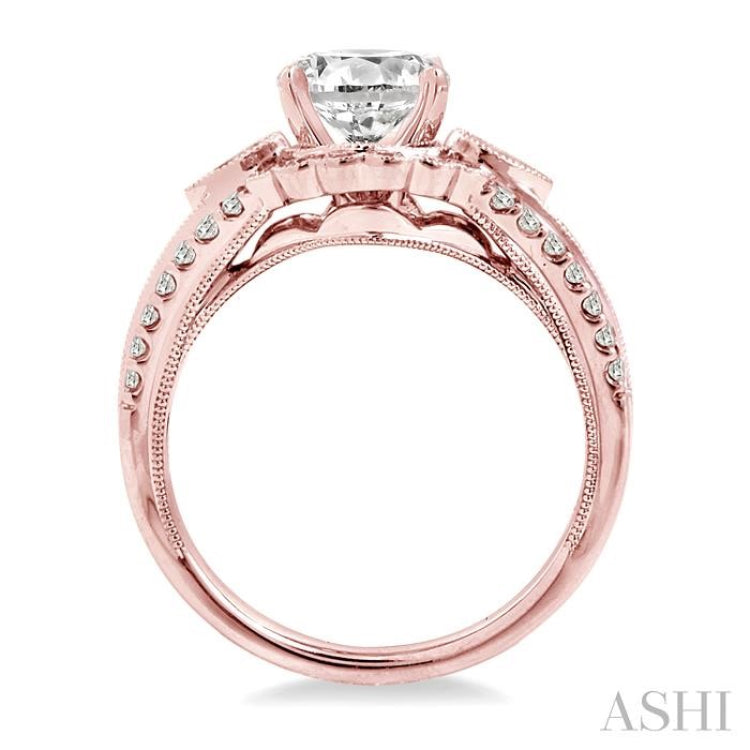 1 1/2 Ctw Diamond Engagement Ring with 3/4 Ct Round Cut Center Stone in 14K Rose Gold