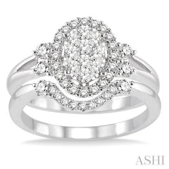 3/4 Ctw Diamond Lovebright Wedding Set with 5/8 Ctw Engagement Ring and 1/6 Ctw Wedding Band in 14K White Gold