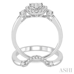 3/4 Ctw Diamond Lovebright Wedding Set with 5/8 Ctw Engagement Ring and 1/6 Ctw Wedding Band in 14K White Gold