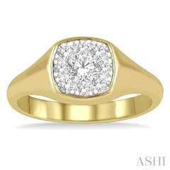 1/2 ctw Cushion Shape Lovebright Diamond Ring in 14K Yellow and White Gold