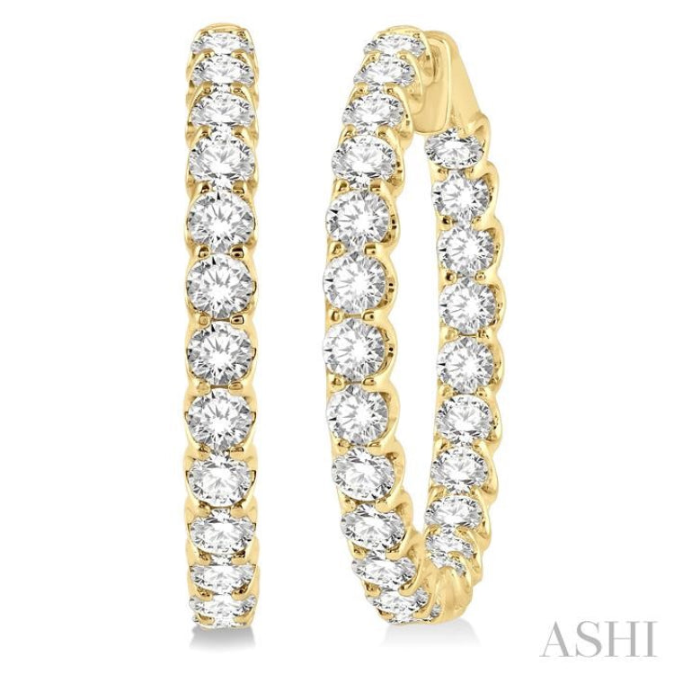 7.00 ctw Inside-Out Round Cut Diamond Hoop Earrings in 14K Yellow Gold