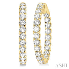 7.00 ctw Inside-Out Round Cut Diamond Hoop Earrings in 14K Yellow Gold